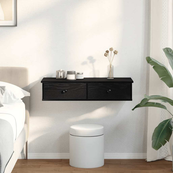 Musta seinähylly laatikoilla Muedet 80x34x17cm (puinen)