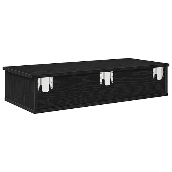 Musta seinähylly laatikoilla Muedet 80x34x17cm (puinen)