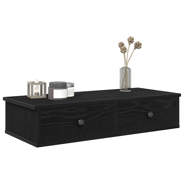 Musta seinähylly laatikoilla Muedet 80x34x17cm (puinen)