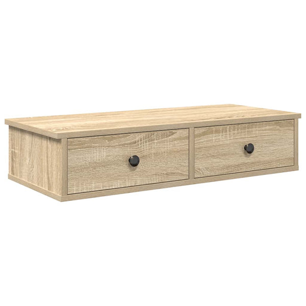 Sonoma-tammi seinähylly laatikoilla Muedet 80x34x17cm (puinen)