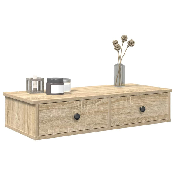 Sonoma-tammi seinähylly laatikoilla Muedet 80x34x17cm (puinen)