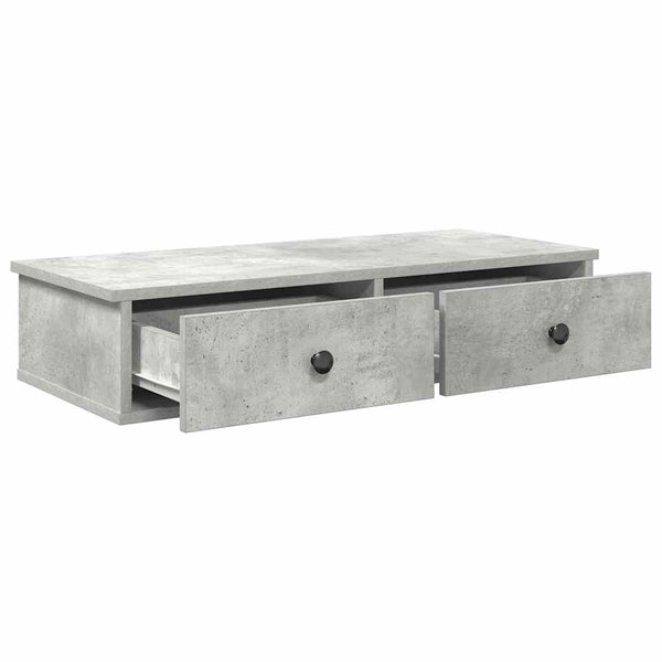 Betoninharmaa seinähylly laatikoilla Muedet 80x34x17cm (puinen)
