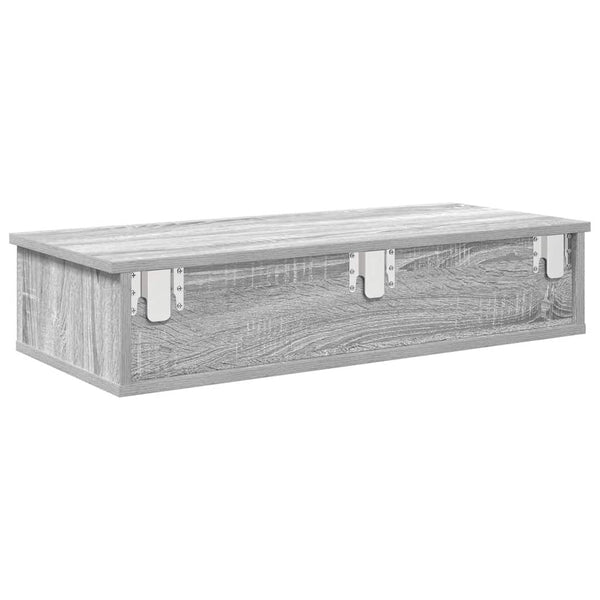 Harmaa seinähylly laatikoilla Muedet 80x34x17cm (sonoma puinen)