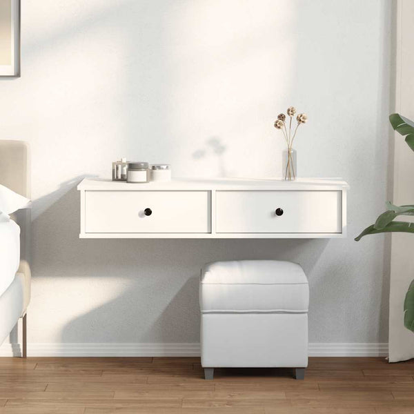 Valkoinen seinähylly laatikoilla Muedet 100x37,5x19cm (puinen)
