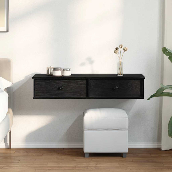 Musta seinähylly laatikoilla Muedet 100x37,5x19cm (puinen)