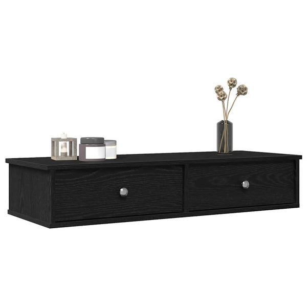 Musta seinähylly laatikoilla Muedet 100x37,5x19cm (puinen)