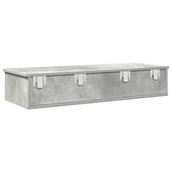 Betoninharmaa seinähylly laatikoilla Muedet 100x37,5x19cm (puinen)