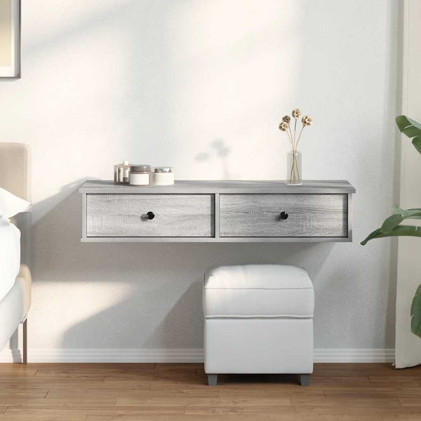 Harmaa seinähylly laatikoilla Muedet 100x37,5x19cm (puinen)
