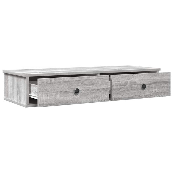 Harmaa seinähylly laatikoilla Muedet 100x37,5x19cm (puinen)