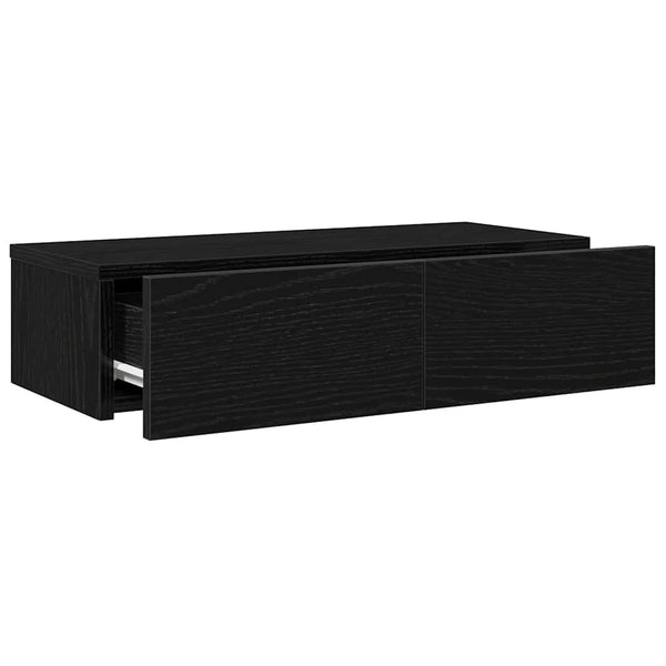 Seinähylly laatikoilla musta 60x26,5x15 cm tekninen puu