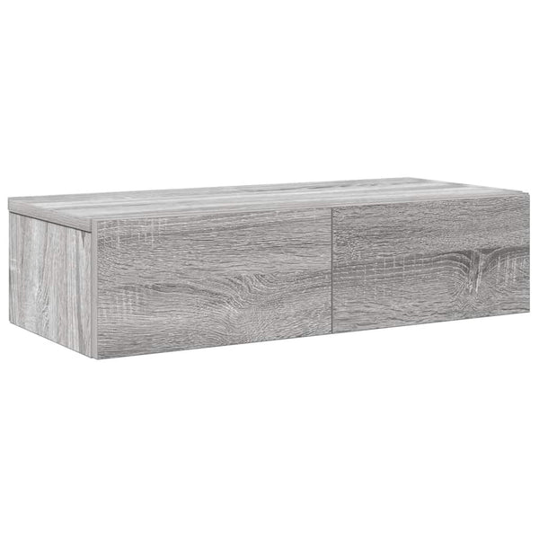 Harmaa seinähylly laatikoilla Suba 60x26,5x15cm (puinen)