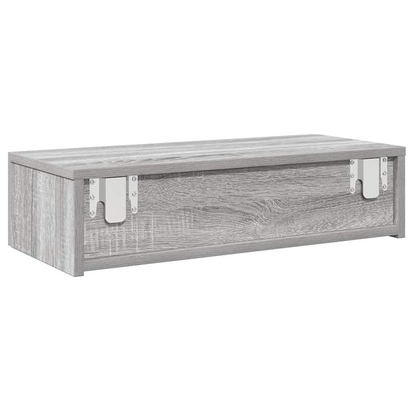 Harmaa seinähylly laatikoilla Suba 60x26,5x15cm (puinen)