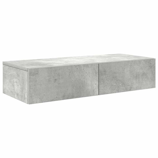 Betoninharmaa seinähylly laatikoilla Suba 80x33x17cm (puinen)