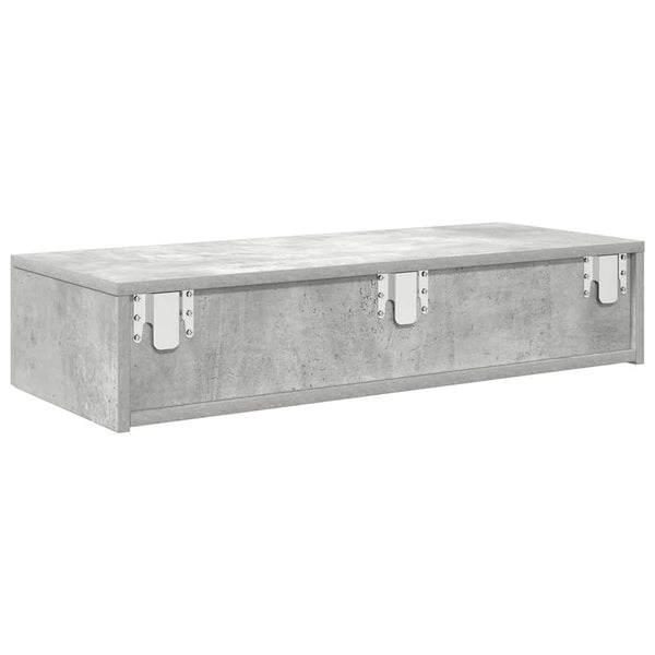 Betoninharmaa seinähylly laatikoilla Suba 80x33x17cm (puinen)