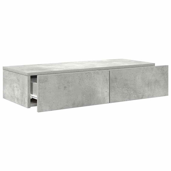 Betoninharmaa seinähylly laatikoilla Suba 80x33x17cm (puinen)