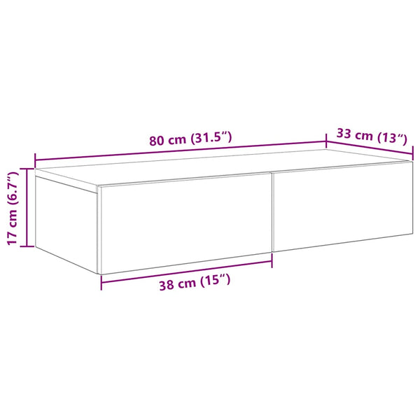 Betoninharmaa seinähylly laatikoilla Suba 80x33x17cm (puinen)
