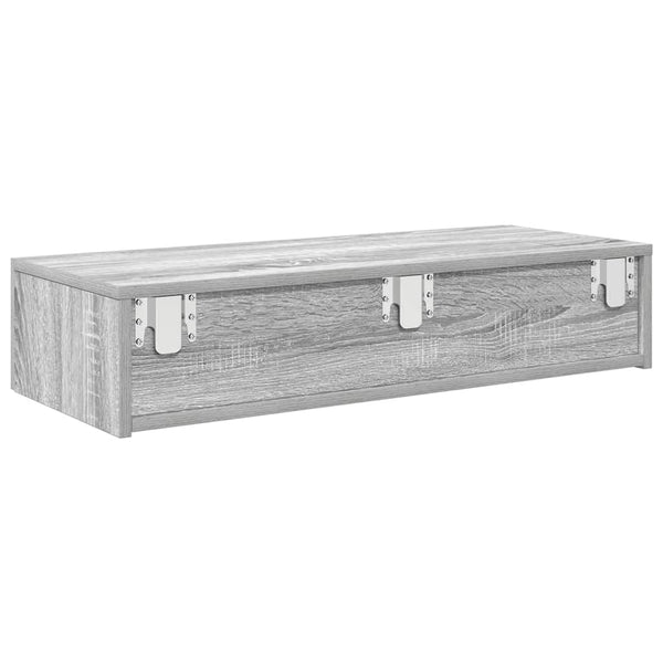 Harmaa seinähylly laatikoilla Suba 80x33x17cm (sonoma puinen)