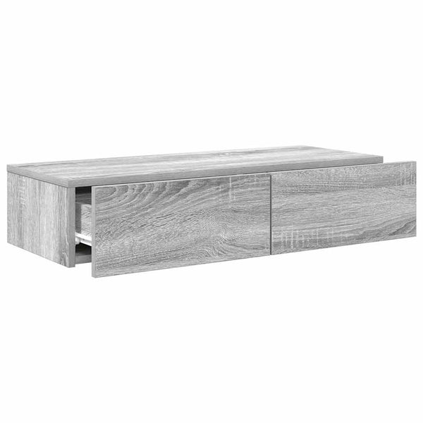 Harmaa seinähylly laatikoilla Suba 80x33x17cm (sonoma puinen)