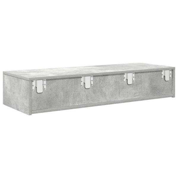Betoninharmaa seinähylly laatikoilla Suba 100x36x19cm (puinen)