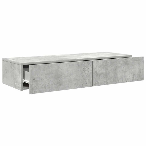 Betoninharmaa seinähylly laatikoilla Suba 100x36x19cm (puinen)