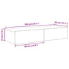 Betoninharmaa seinähylly laatikoilla Suba 100x36x19cm (puinen)