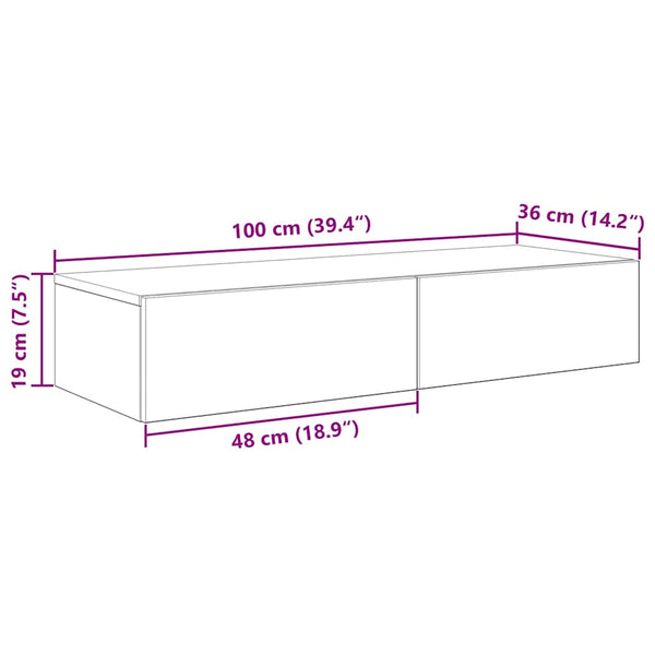 Savutammi seinähylly laatikoilla Suba 100x36x19cm (puinen)