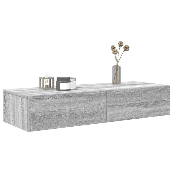 Harmaa seinähylly laatikoilla Suba 100x36x19cm (sonoma puinen)