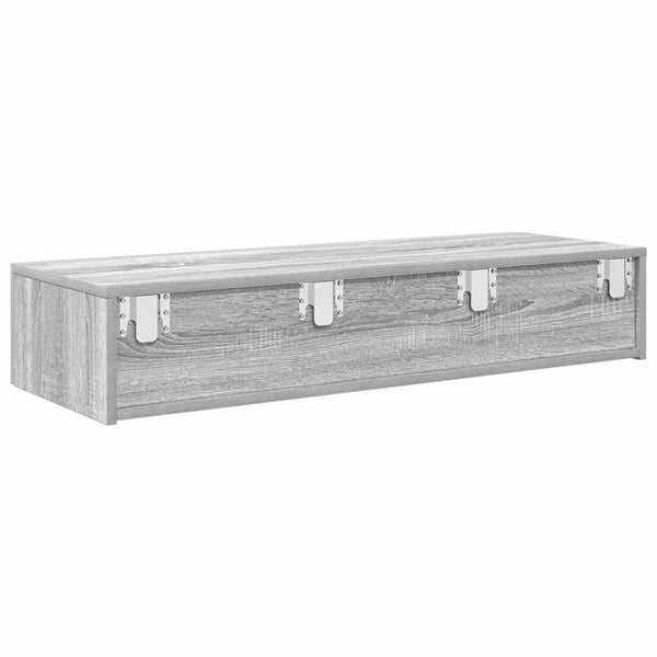 Harmaa seinähylly laatikoilla Suba 100x36x19cm (sonoma puinen)