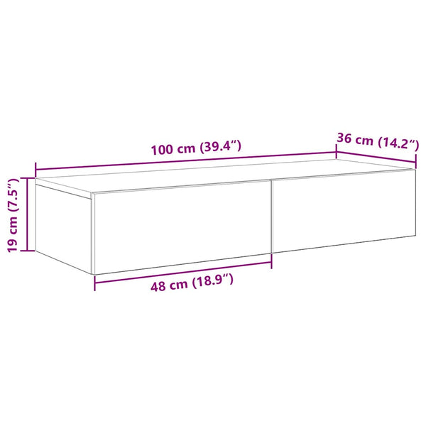 Vanha puu seinähylly laatikoilla Suba 100x36x19cm (puinen)