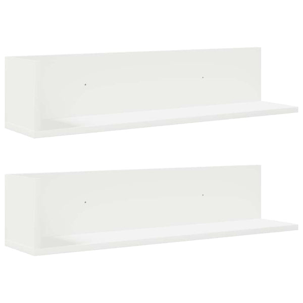 Seinähyllyt 2 kpl valkoinen 75x16,5x16,5 cm lastulevy