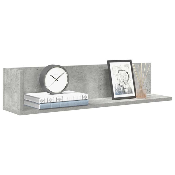 Betoninharmaa seinähyllyt Reghini 75x16,5x16,5cm (2 kpl teknillinen puu)