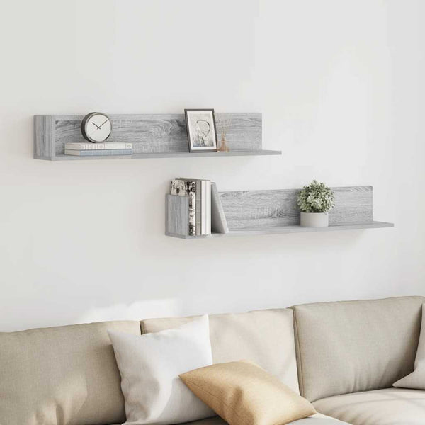 Harmaa seinähyllyt Reghini 100x16,5x16,5cm (2 kpl engineered wood)