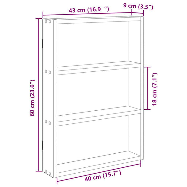 Sonoma tammi seinähylly Ale 43x9x60cm (engineered wood)