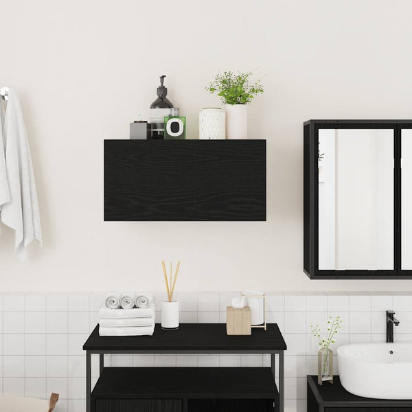 Kylpyhuoneen seinäkaappi musta 60x25x30 cm suunniteltu puu