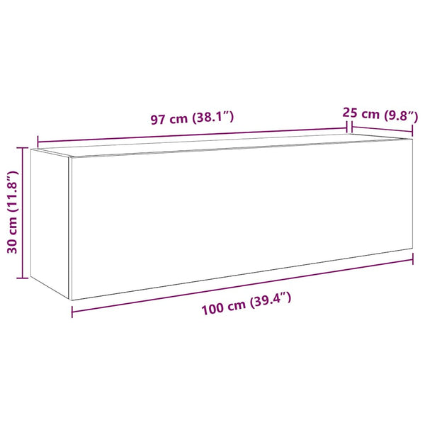 Betoninharmaa kylpyhuoneen seinäkaappi Vasalina 100x25x30cm (puinen)