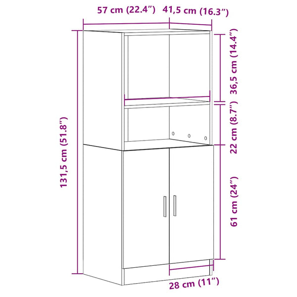 Harmaa keittiön kaappi Janu 57x41,5x131,5cm (puinen)
