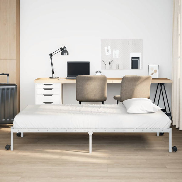 Valkoinen sängynrunko ilman patjaa Radacs 90x190cm (taitettava, terästä)