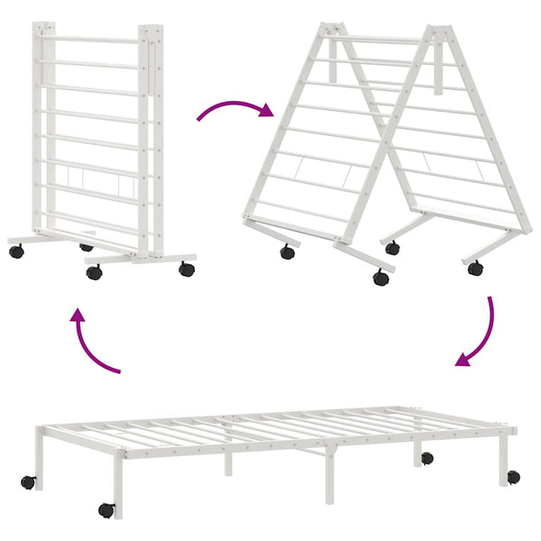 Valkoinen sängynrunko ilman patjaa Radacs 90x200cm (taitettava, terästä)