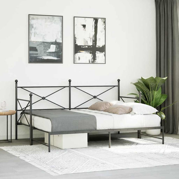 Musta vuodesohva vyörykkeellä ilman patjaa Giurgean 90x200cm (teräs)