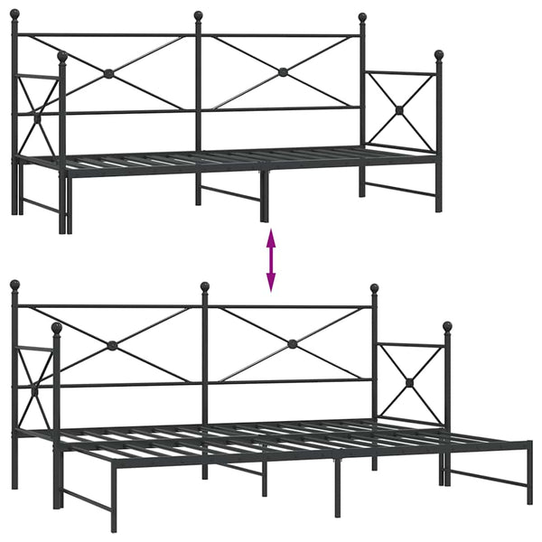 Musta vuodesohva vyörykkeellä ilman patjaa Giurgean 90x200cm (teräs)