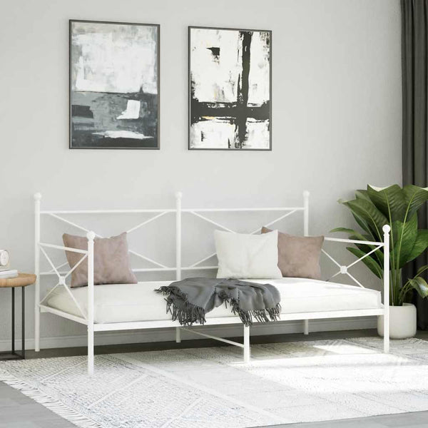 Valkoinen päiväsänky ilman patjaa Giurgean 100x200cm (teräs)