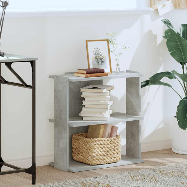 Betoniharmaa kirjahylly Cero 60x30x60cm (3-kerroksinen, puinen)