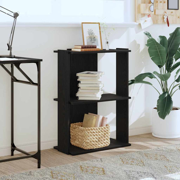 Musta kirjahylly Cero 60x30x80cm (3-tasoinen puinen)