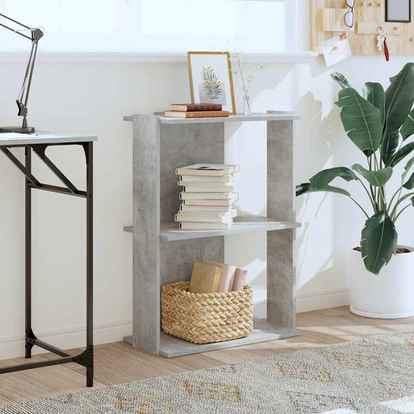 Betoniharmaa kirjahylly Cero 60x30x80cm (3-kerroksinen, puinen)