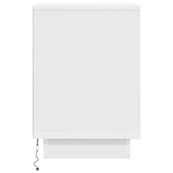 Valkoinen yöpöytäkaapit led-valoilla Mircica 38x34x50cm (2 kpl)