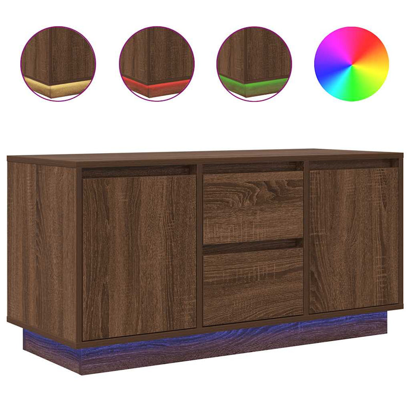 Ruskea tammi tv-taso led-valoilla Kiersten 100x41x50cm
