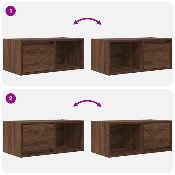 Ruskea tammi tv-seinäkaapit Kolla 60x31x25,5cm (2 kpl, puinen)