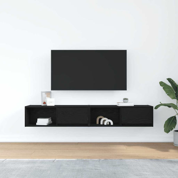 Musta tammi tv-tasot Kolla 80x31x25,5cm (2 kpl puinen)