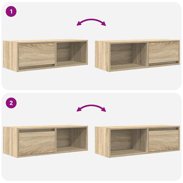Sonoma-tammi tv-seinäkaapit Kolla 80x31x25,5cm (2 kpl, puinen)