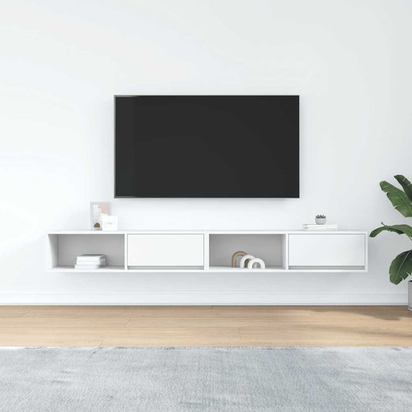 Valkoinen tv-seinäkaapit Kolla 100x31x25,5cm (2 kpl puinen)